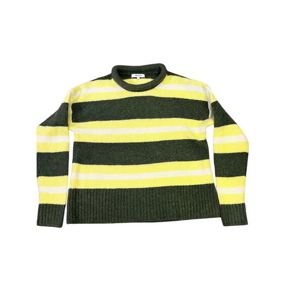 Madewell Cozy Knit Retro Stripe Pullover‎ Sweater, Women’s Small Green/Yellow - Picture 1 of 9